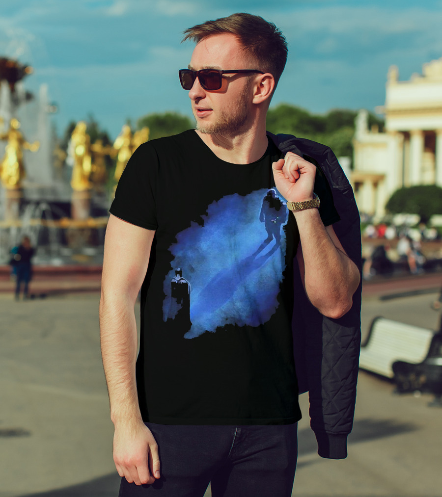 Batman Versus Thanos Blue Shadow Showdown T-Shirt