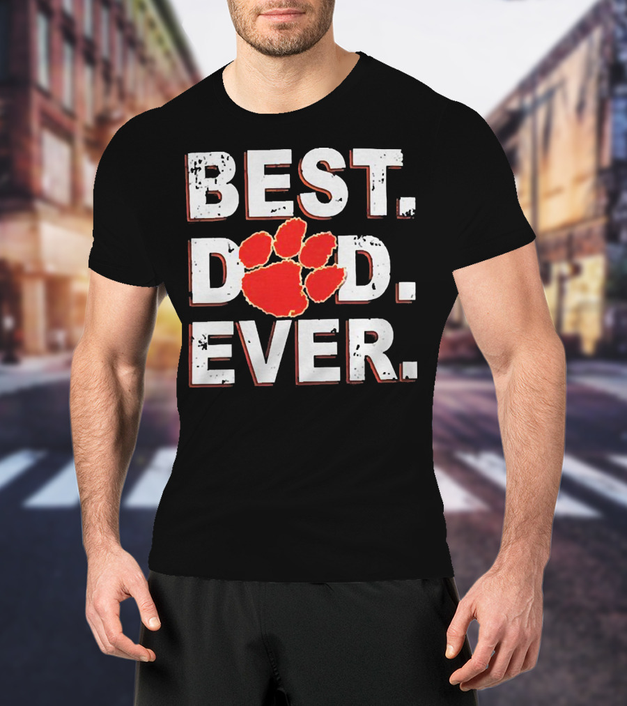 Best Dad Ever Clemson Paw Prints T-Shirt