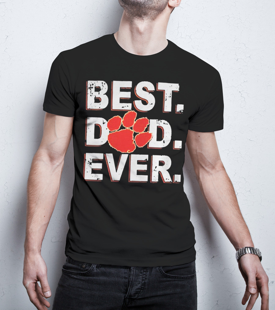 Best Dad Ever Clemson Paw Prints T-Shirt