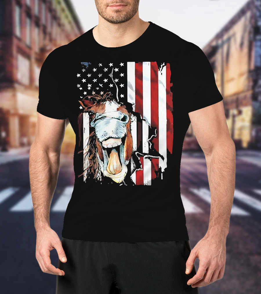 Horse Face American Flag Heritage T-Shirt