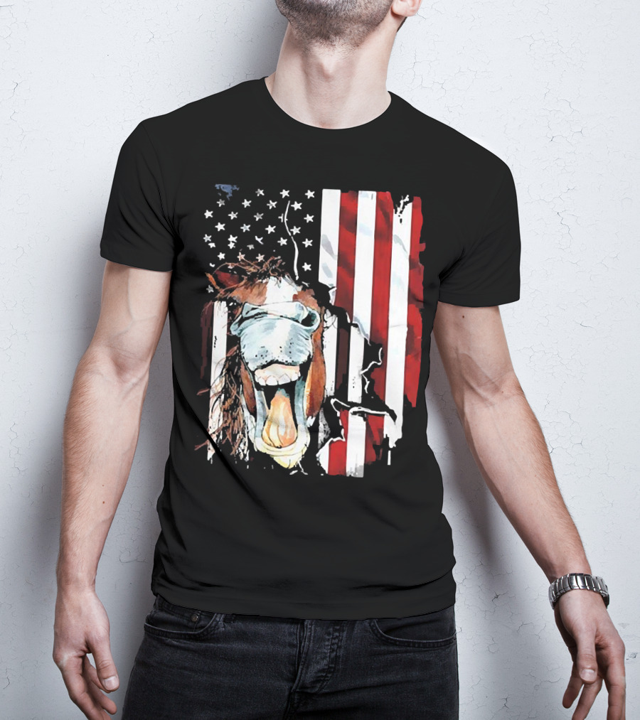 Horse Face American Flag Heritage T-Shirt