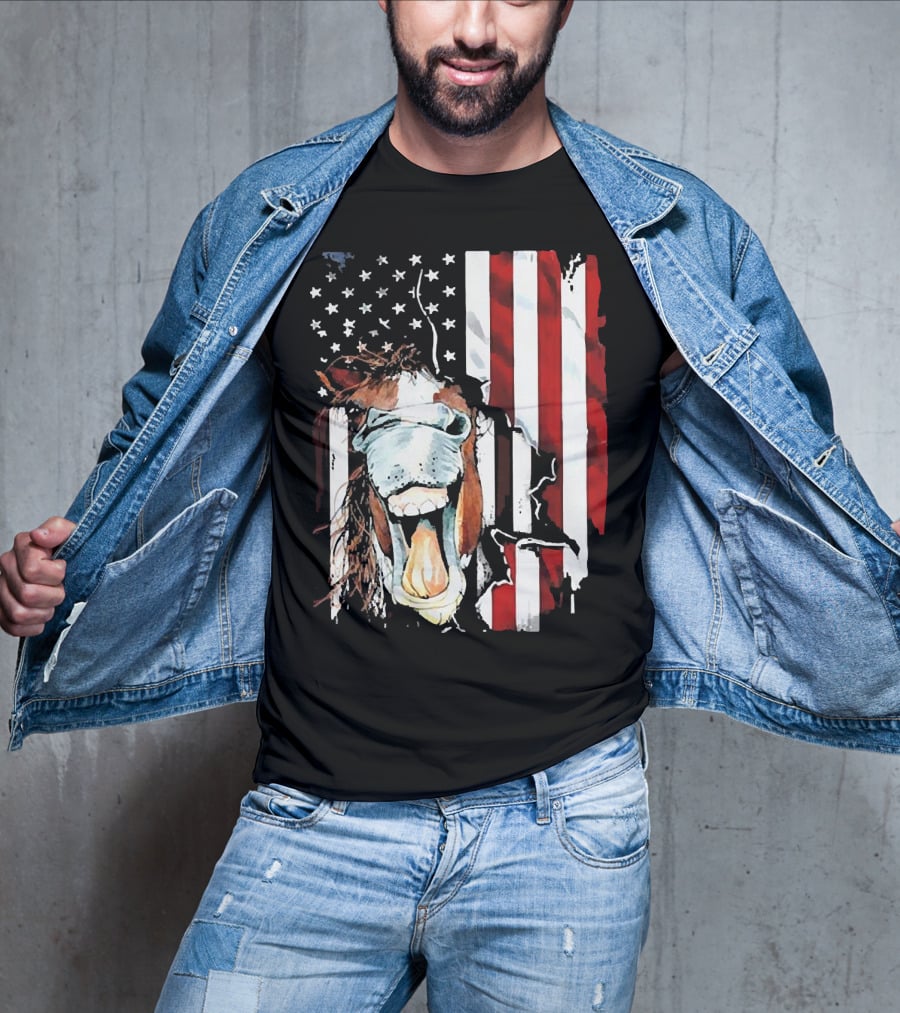 Horse Face American Flag Heritage T-Shirt