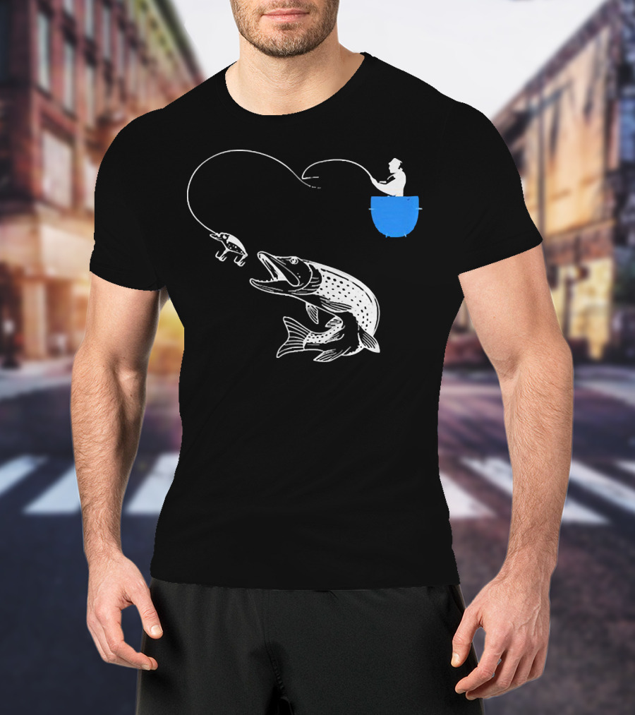 Fishing From The Pocket With A Giant Fish T-Shirt