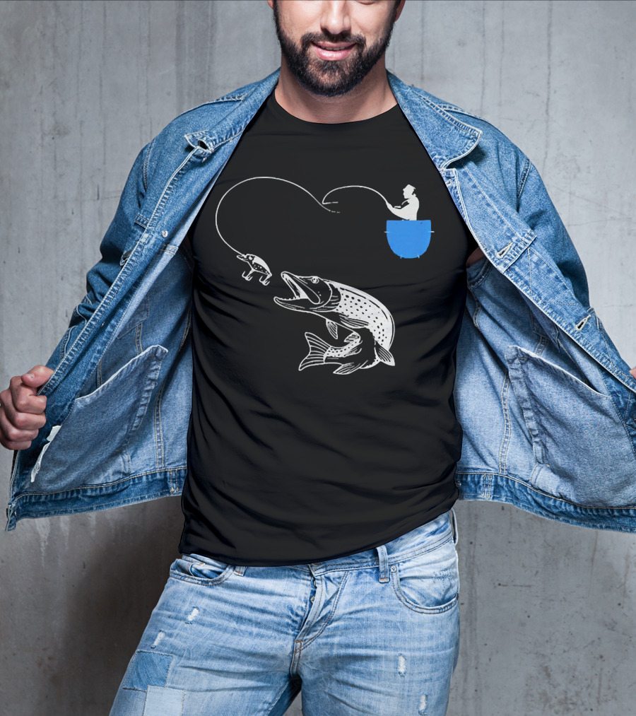 Fishing From The Pocket With A Giant Fish T-Shirt