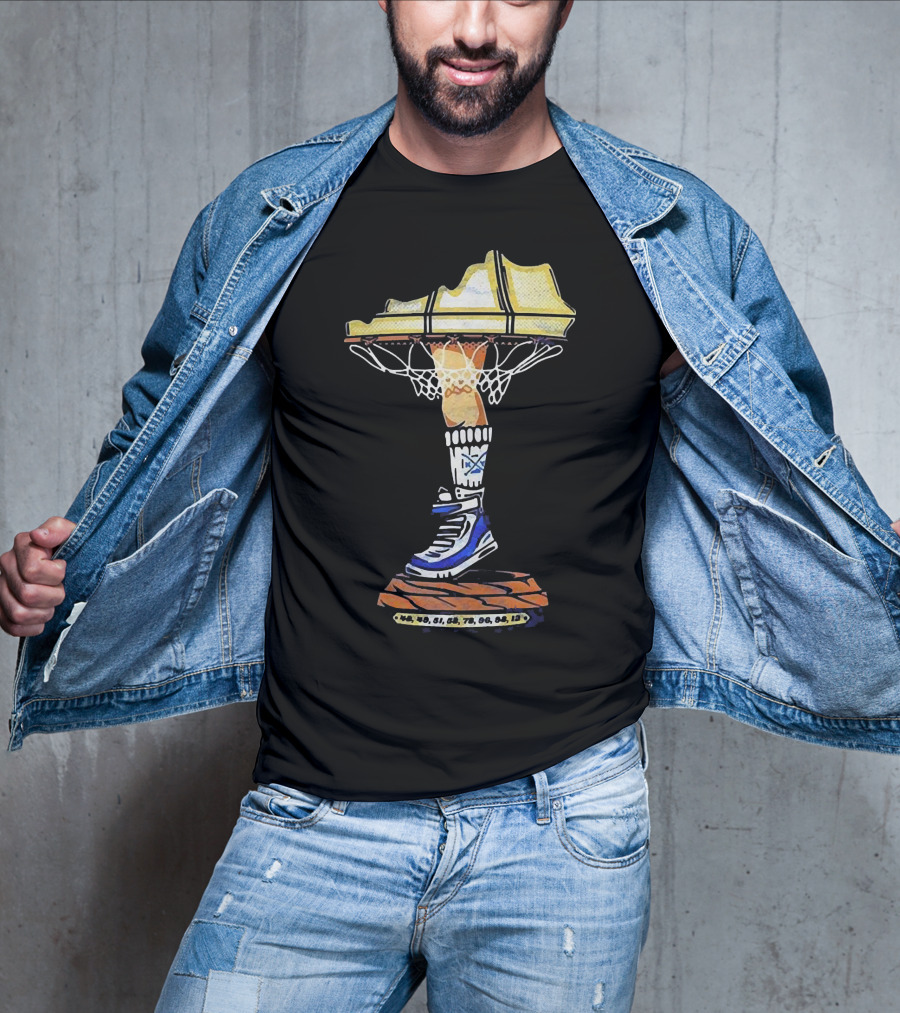 Kentucky Basketball Shoe Leg Lamp With State Map And Hoop T-Shirt