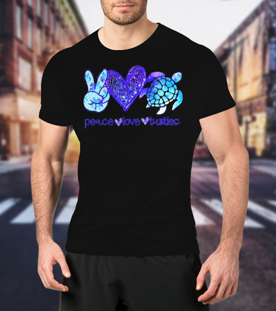 Peace Love Turtles Blue Tie-Dye T-Shirt