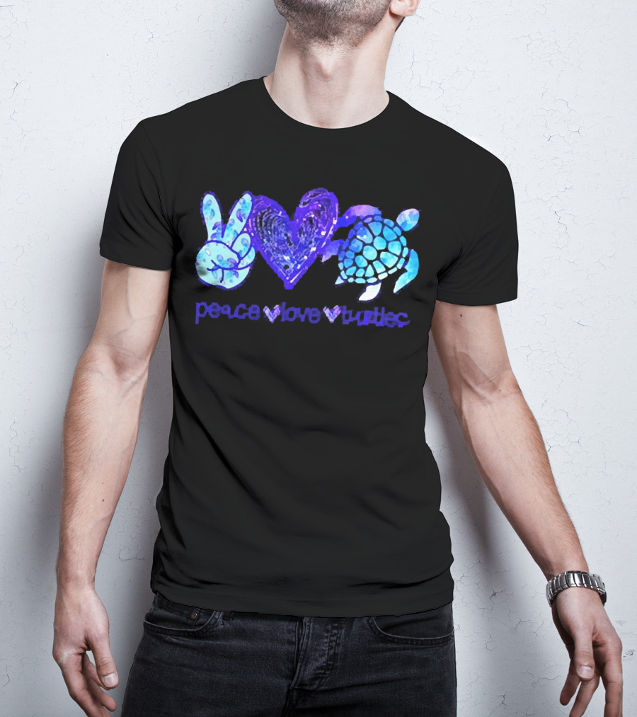 Peace Love Turtles Blue Tie-Dye T-Shirt