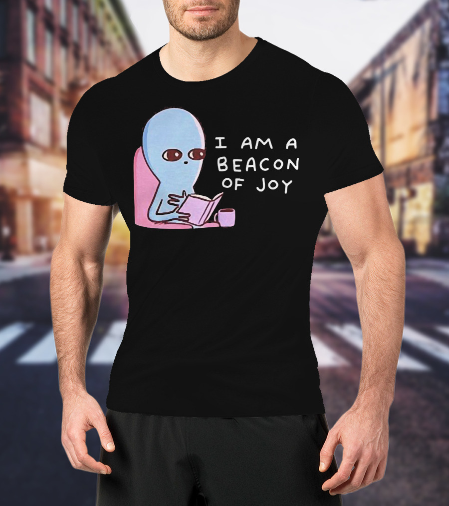 Strange Planet I Am A Beacon Of Joy Alien Reading Book With Coffee T-Shirt