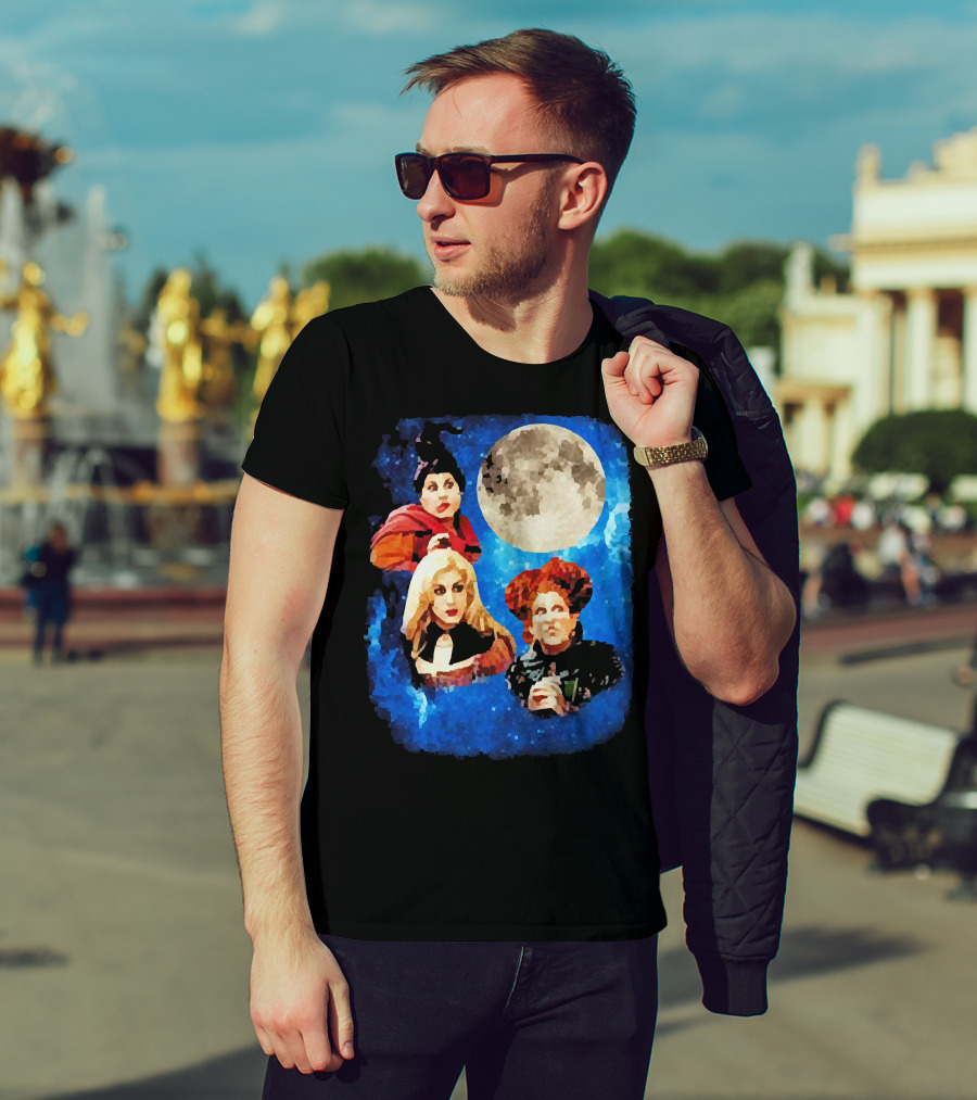 Three Hocus Pocus Moon Sanderson Sisters Night Sky T-Shirt