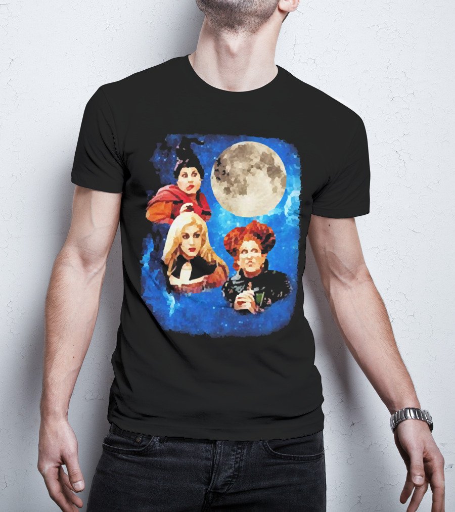 Three Hocus Pocus Moon Sanderson Sisters Night Sky T-Shirt