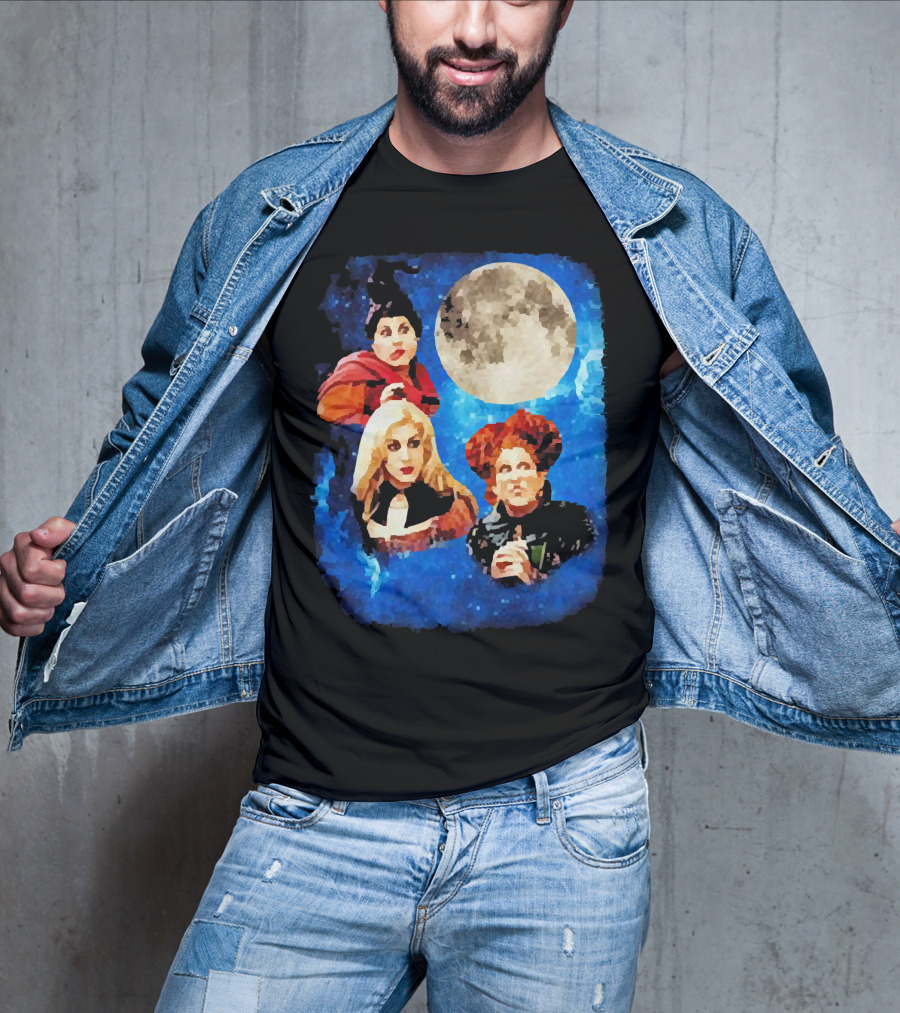 Three Hocus Pocus Moon Sanderson Sisters Night Sky T-Shirt