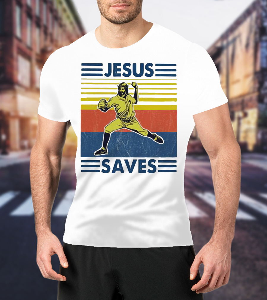 Jesus Saves Baseball Pitcher T-Shirt