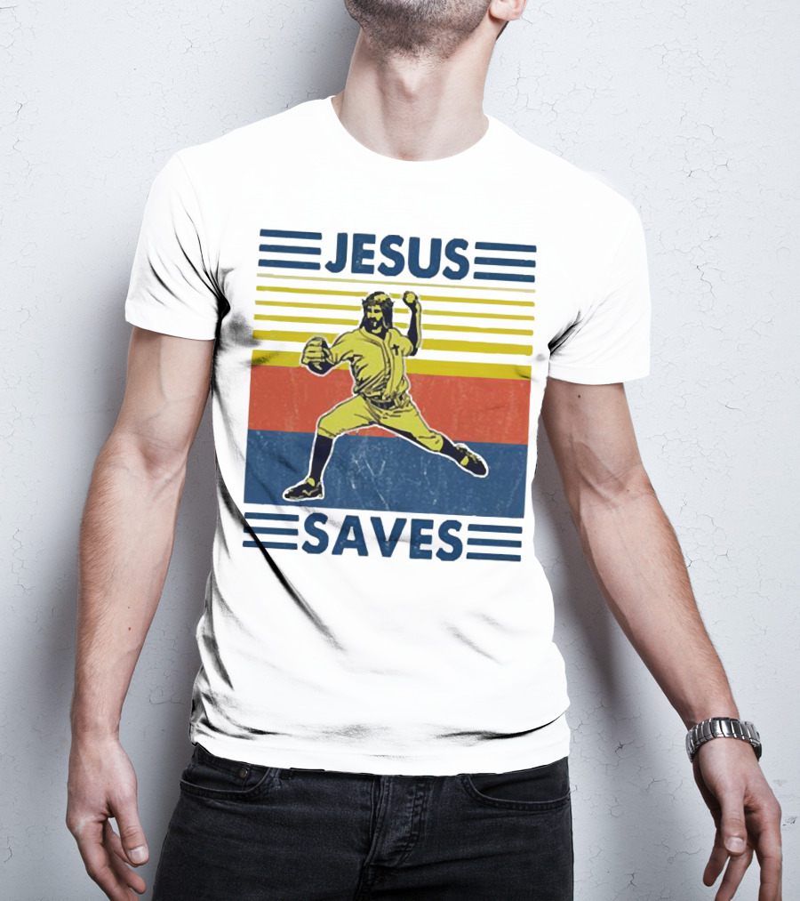 Jesus Saves Baseball Pitcher T-Shirt