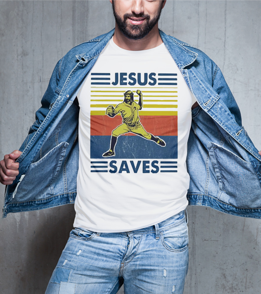 Jesus Saves Baseball Pitcher T-Shirt