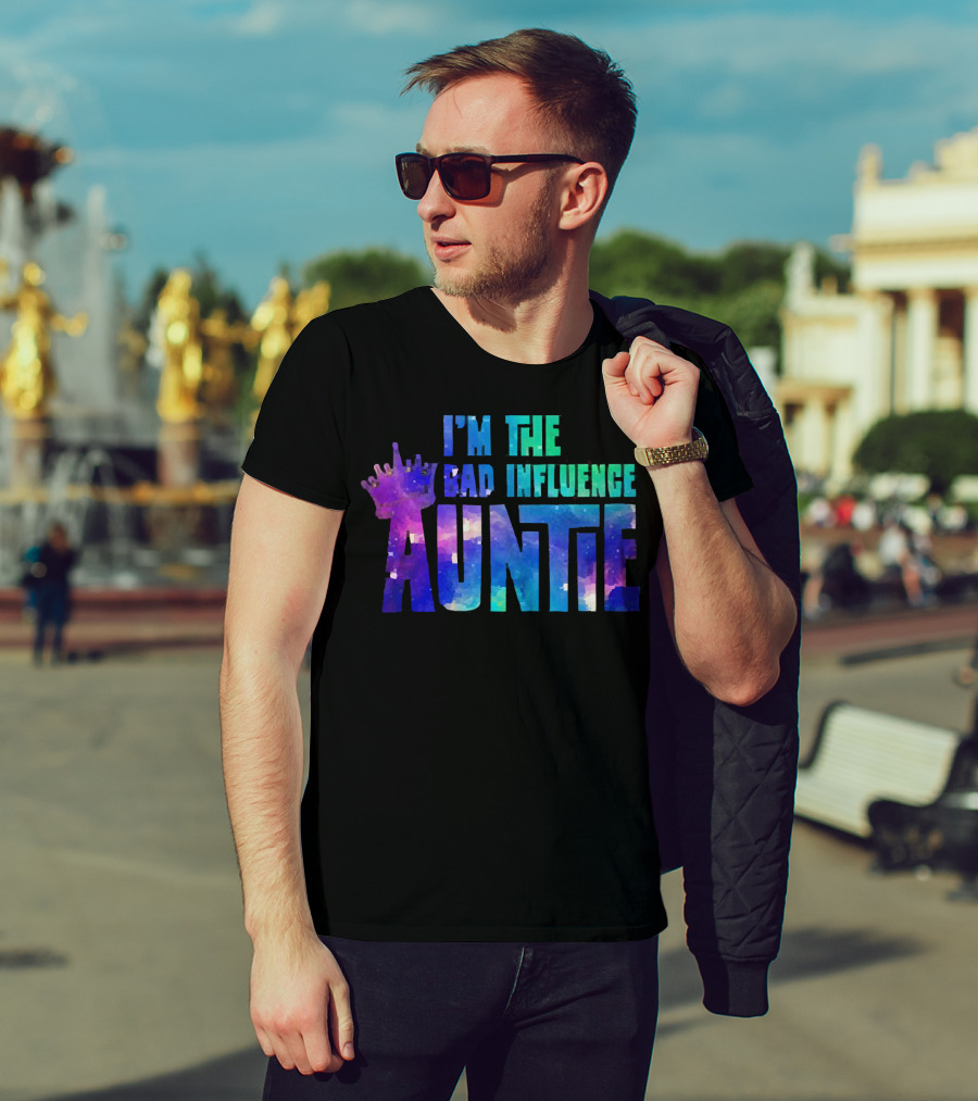 I’m The Bad Influence Auntie Crown Watercolor T-Shirt