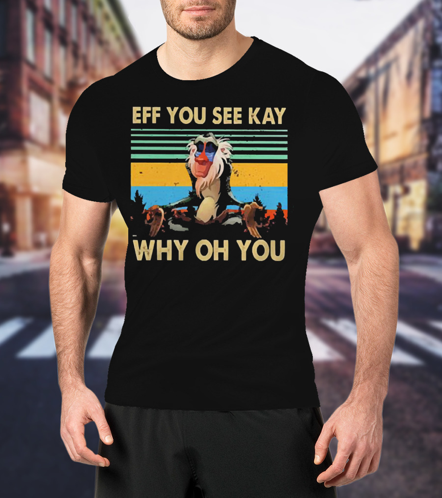 Eff You See Kay Why Oh You Yoga Monkey Retro Sunset T-Shirt