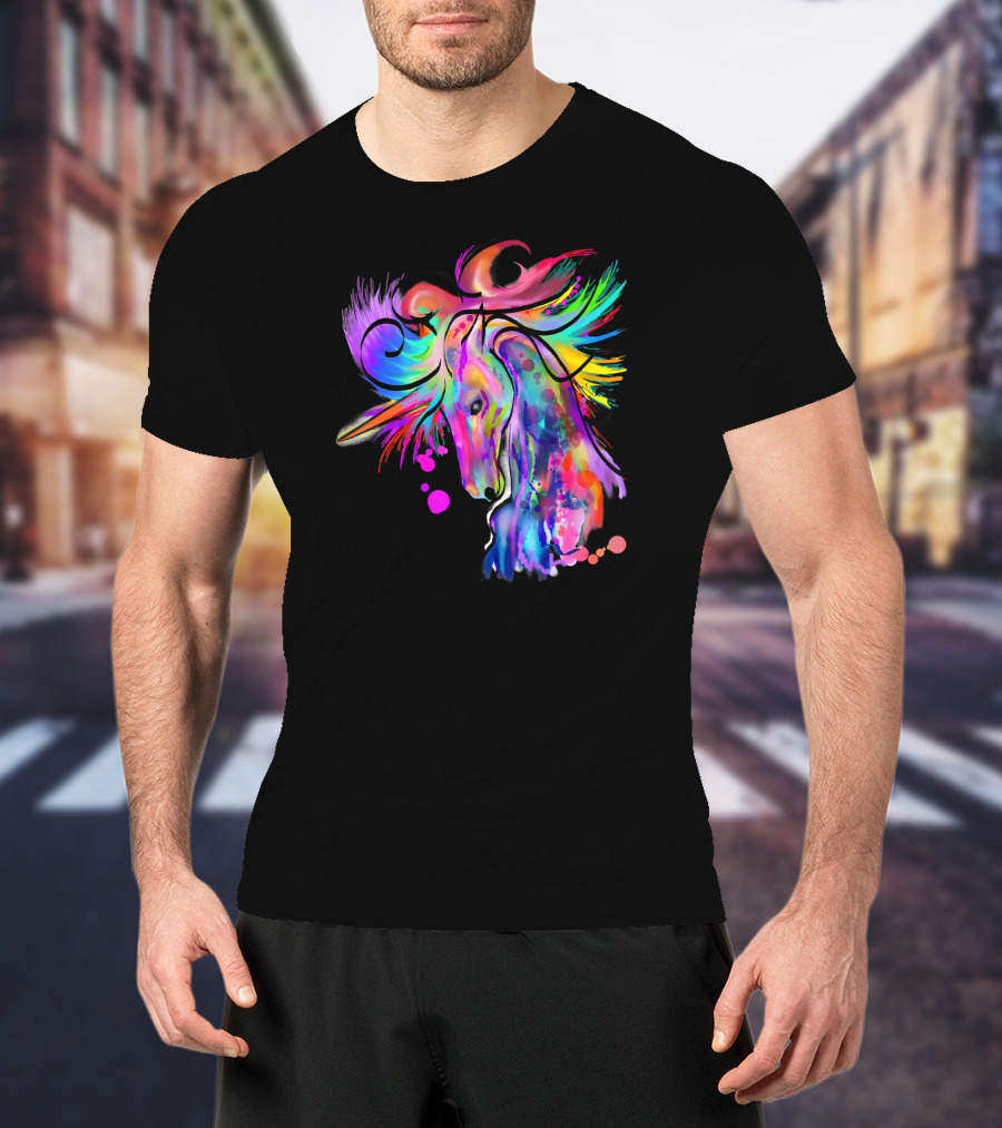 Colorful Rainbow Beautiful Unicorn Artistry T-Shirt