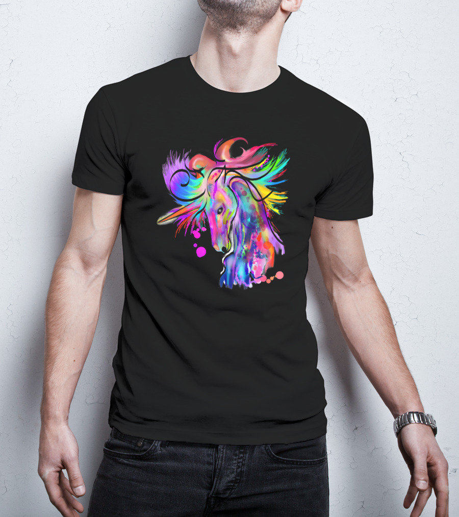 Colorful Rainbow Beautiful Unicorn Artistry T-Shirt