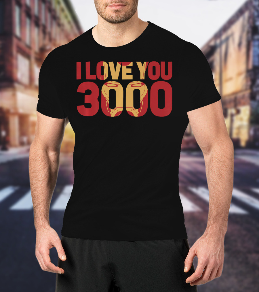 Marvel Avengers Endgame Iron Man I Love You 3000 Iconic Text Fill T-Shirt