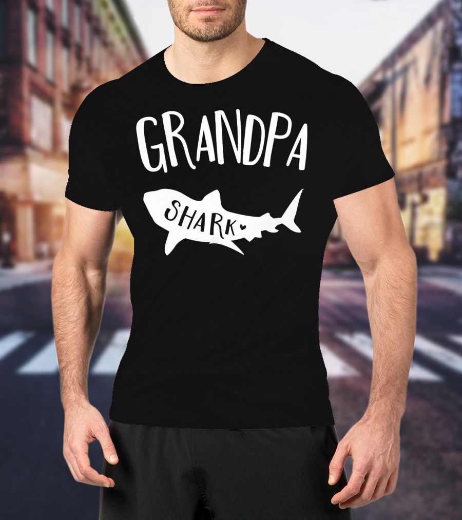 Grandpa Shark Doo Doo Playful Ocean Family Fun T-Shirt