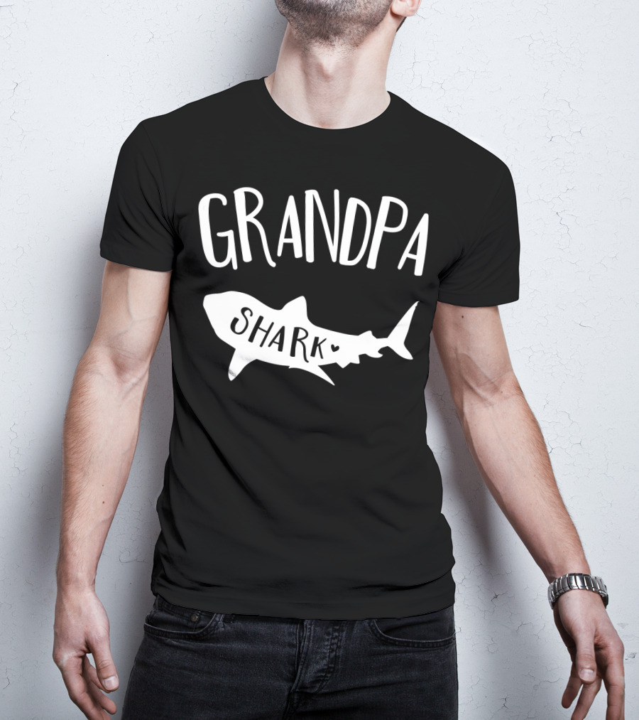 Grandpa Shark Doo Doo Playful Ocean Family Fun T-Shirt