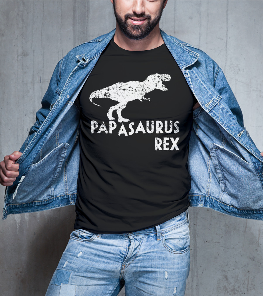 Mens Papasaurus Rex Funny Cute Dinosaur Father's Day T-Rex T-Shirt