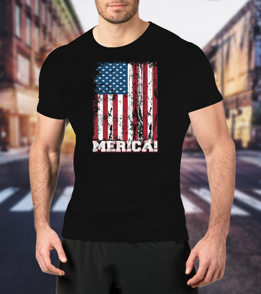 Merica American Flag Independence Day Patriotic T-Shirt
