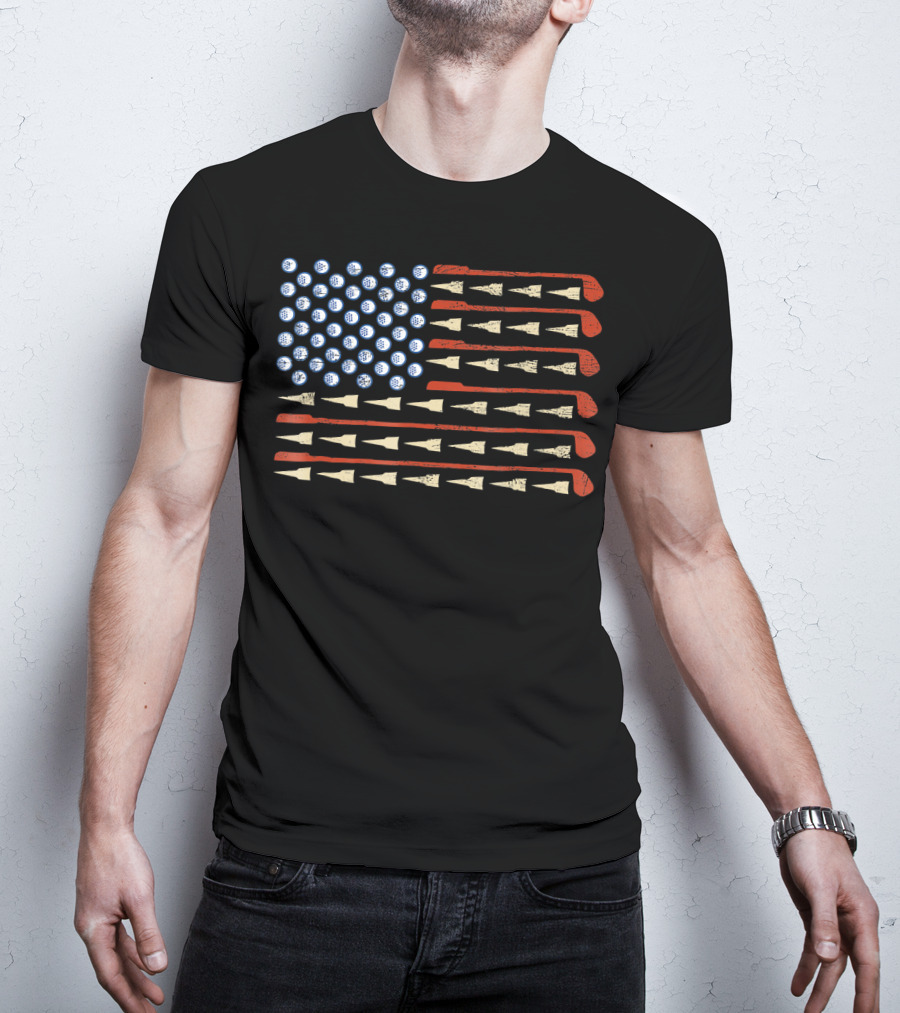 American Flag Golf Balls And Clubs Sports Humor T-Shirt