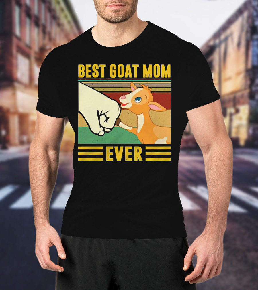 Best Goat Mom Ever Fist Bump With Adorable Cartoon Kid T-Shirt