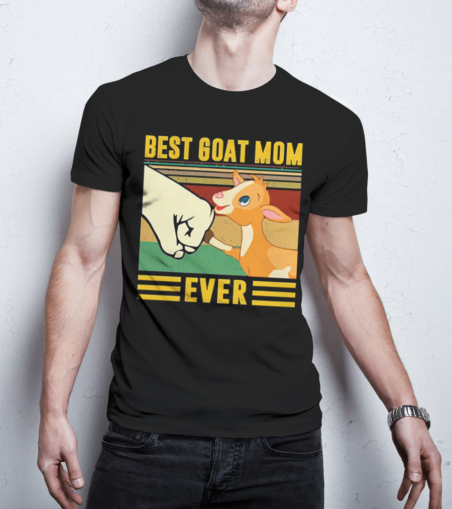 Best Goat Mom Ever Fist Bump With Adorable Cartoon Kid T-Shirt