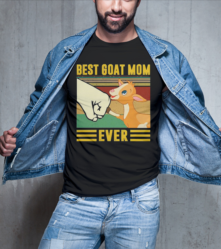 Best Goat Mom Ever Fist Bump With Adorable Cartoon Kid T-Shirt