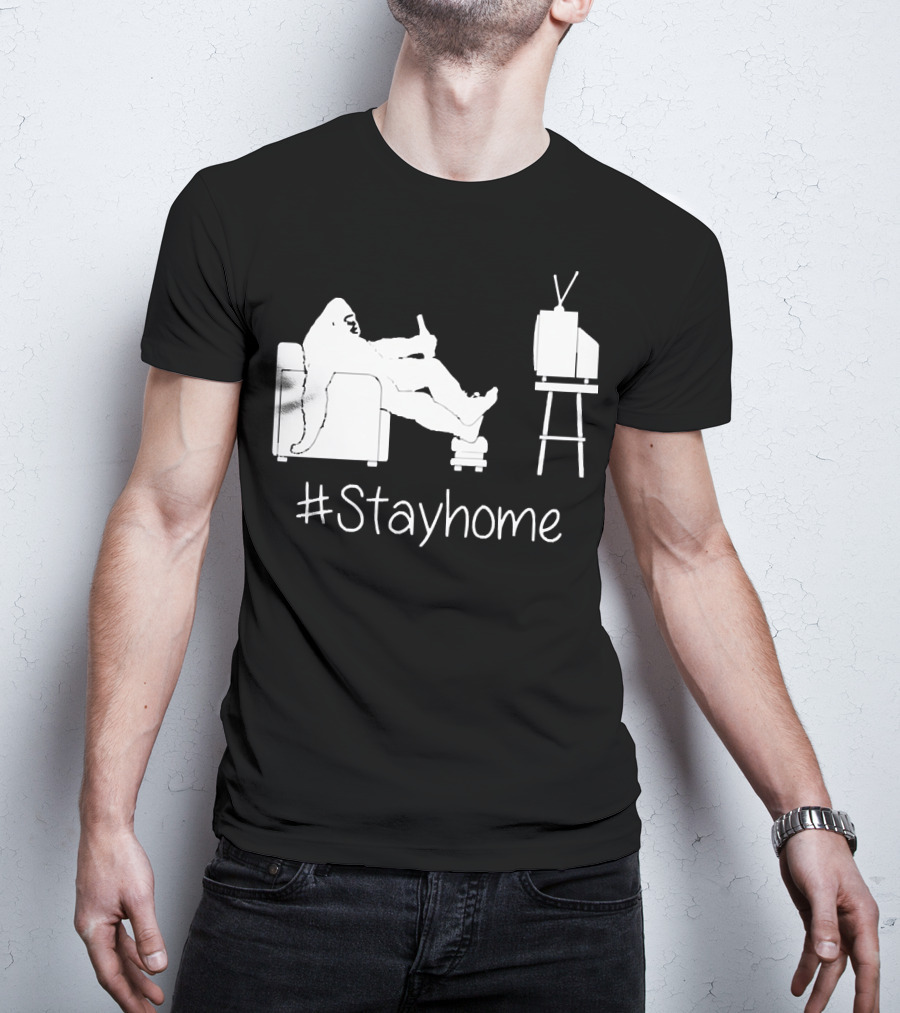 Bigfoot Relaxing Watching TV #Stayhome T-Shirt