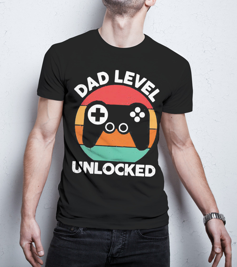 Dad Level Unlocked Vintage Version Gamer Control T-Shirt