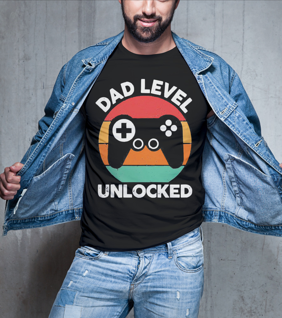 Dad Level Unlocked Vintage Version Gamer Control T-Shirt