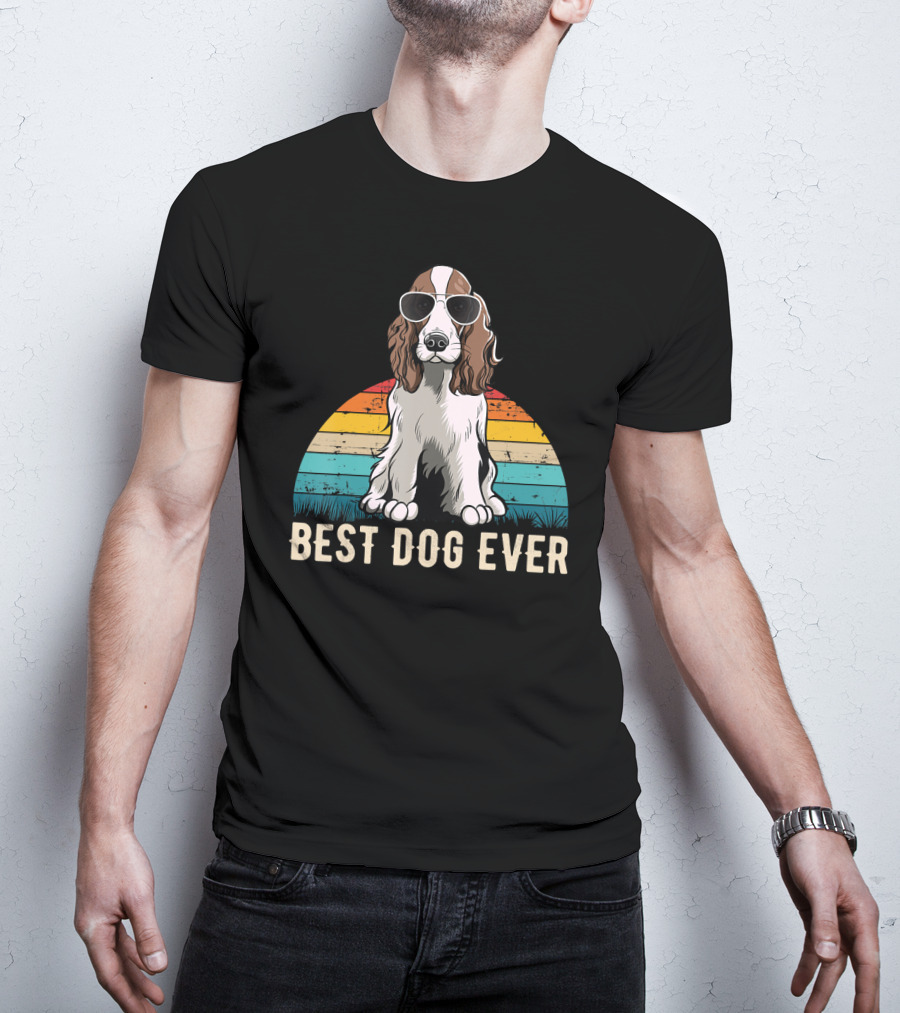 Best Dog Ever English Springer Spaniel Retro Vintage Sunglasses T-Shirt
