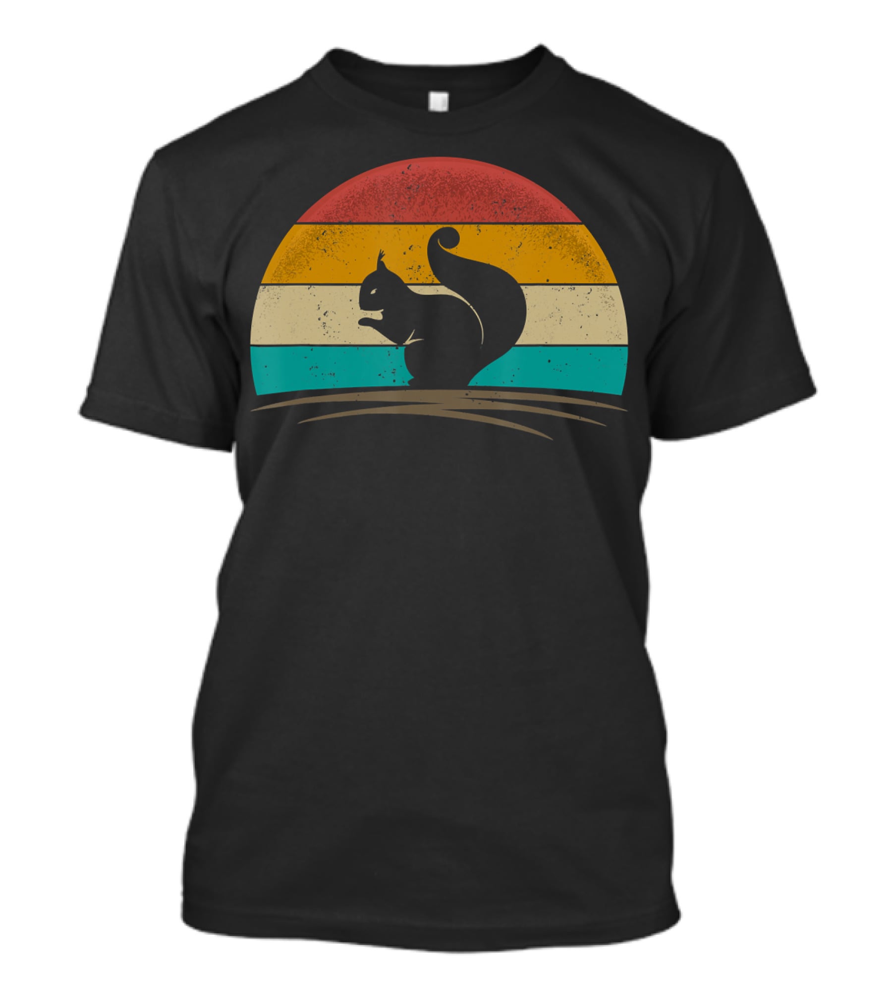 Squirrel Retro Vintage 70s Sunset Stripes T-Shirt