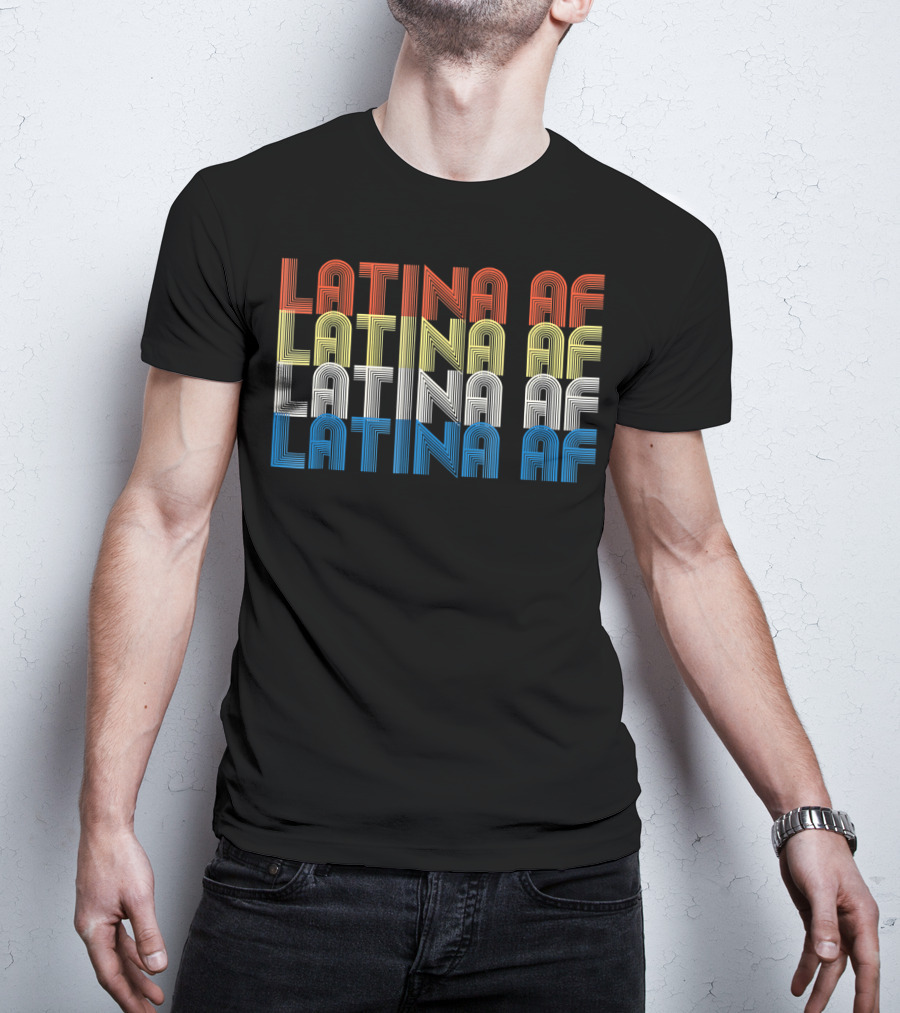 Latina AF Vintage Feminist Rainbow Stripes T-Shirt