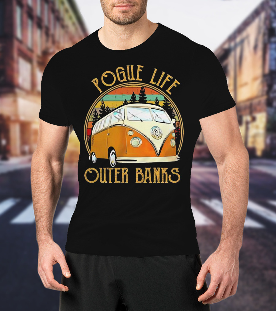 Pogue Life Outer Banks Volkswagen Vintage Van Retro Sunset T-Shirt