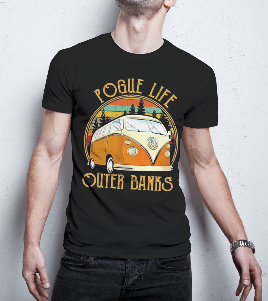 Pogue Life Outer Banks Volkswagen Vintage Van Retro Sunset T-Shirt
