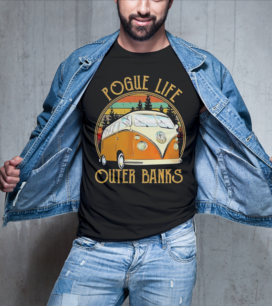 Pogue Life Outer Banks Volkswagen Vintage Van Retro Sunset T-Shirt