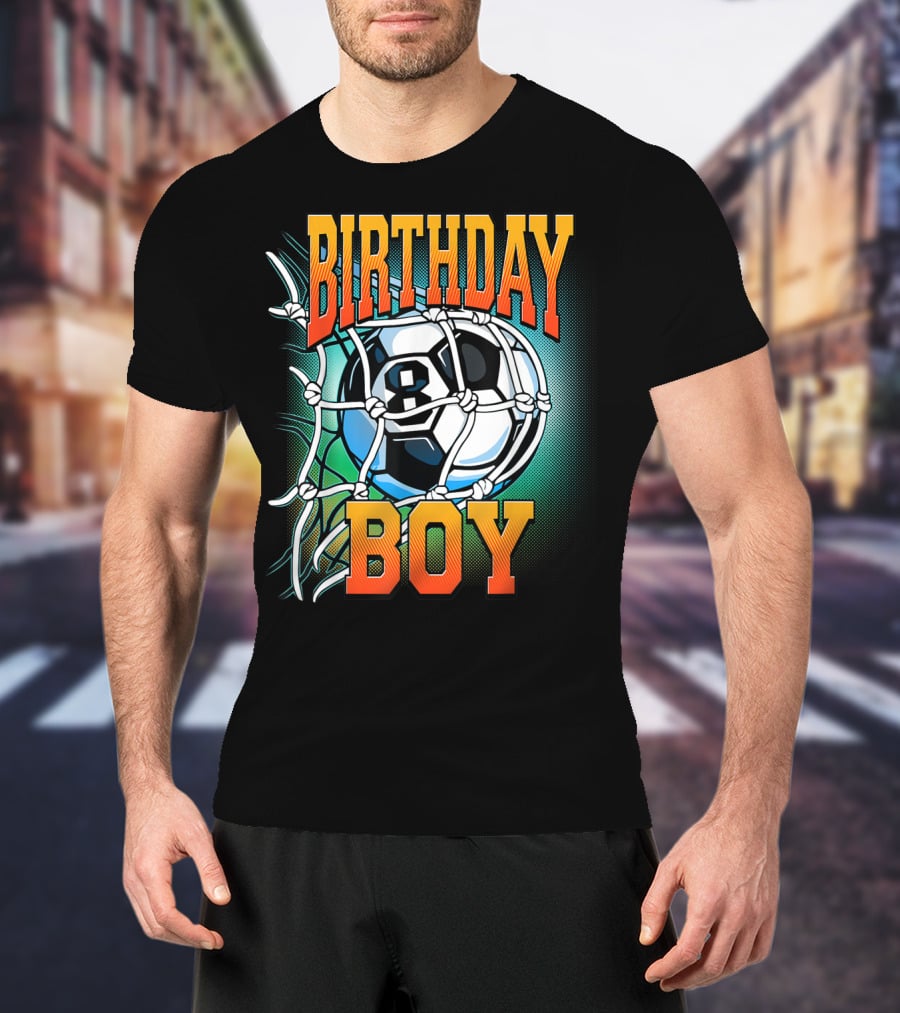 Birthday Boy Soccer Eight 8 Year Old Birthday T-Shirt