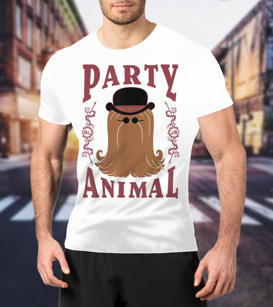 Addams Family Cousin It Party Animal Top Hat And Sunglasses T-Shirt