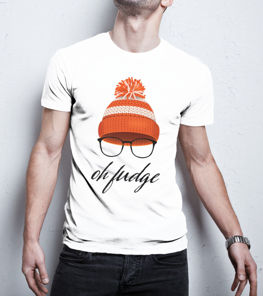 Oh Fudge Christmas Movie Orange Hat And Glasses T-Shirt