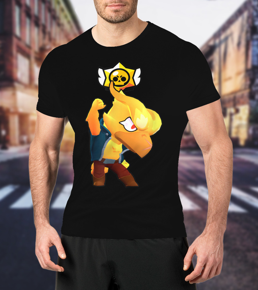 Brawl Stars Crow Character Icon With Skull Star Badge T-Shirt