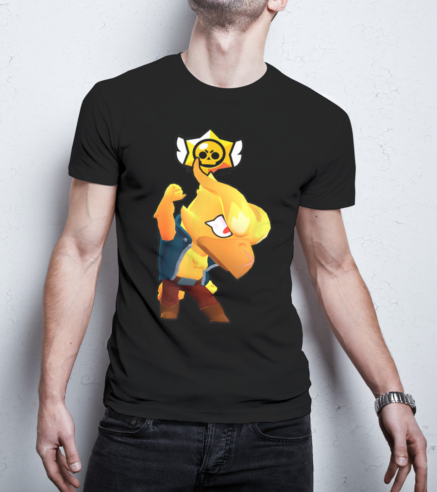 Brawl Stars Crow Character Icon With Skull Star Badge T-Shirt