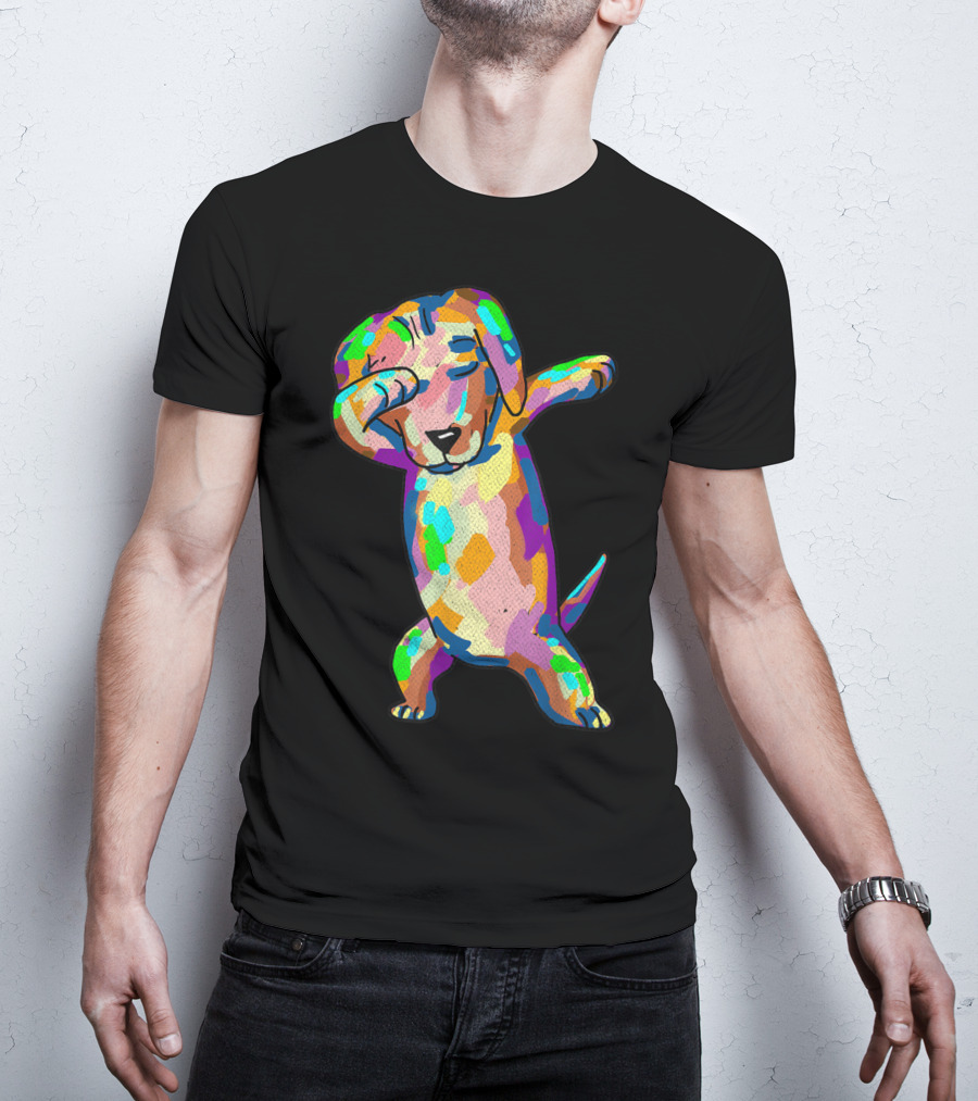 Colorful Dabbing Wiener Dog Funny Dachshund Dab T-Shirt