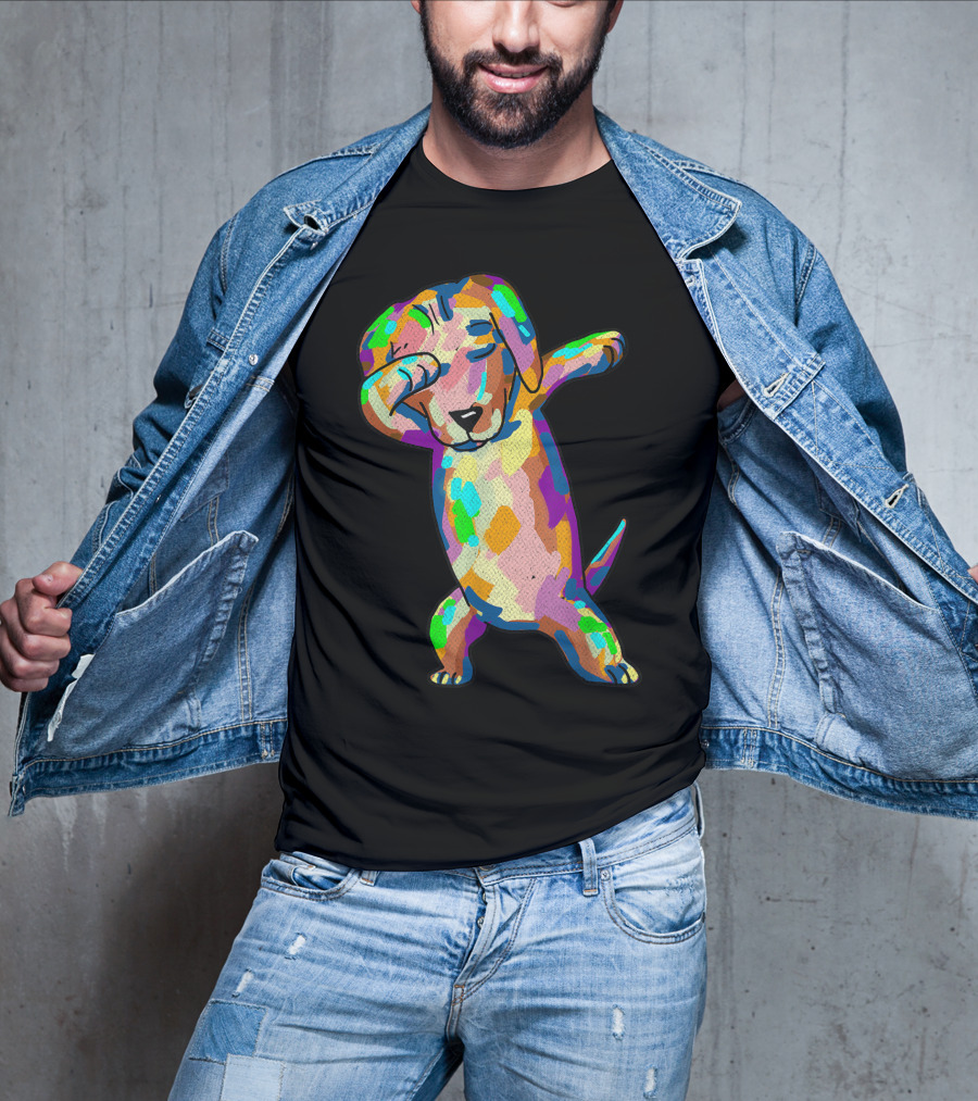 Colorful Dabbing Wiener Dog Funny Dachshund Dab T-Shirt