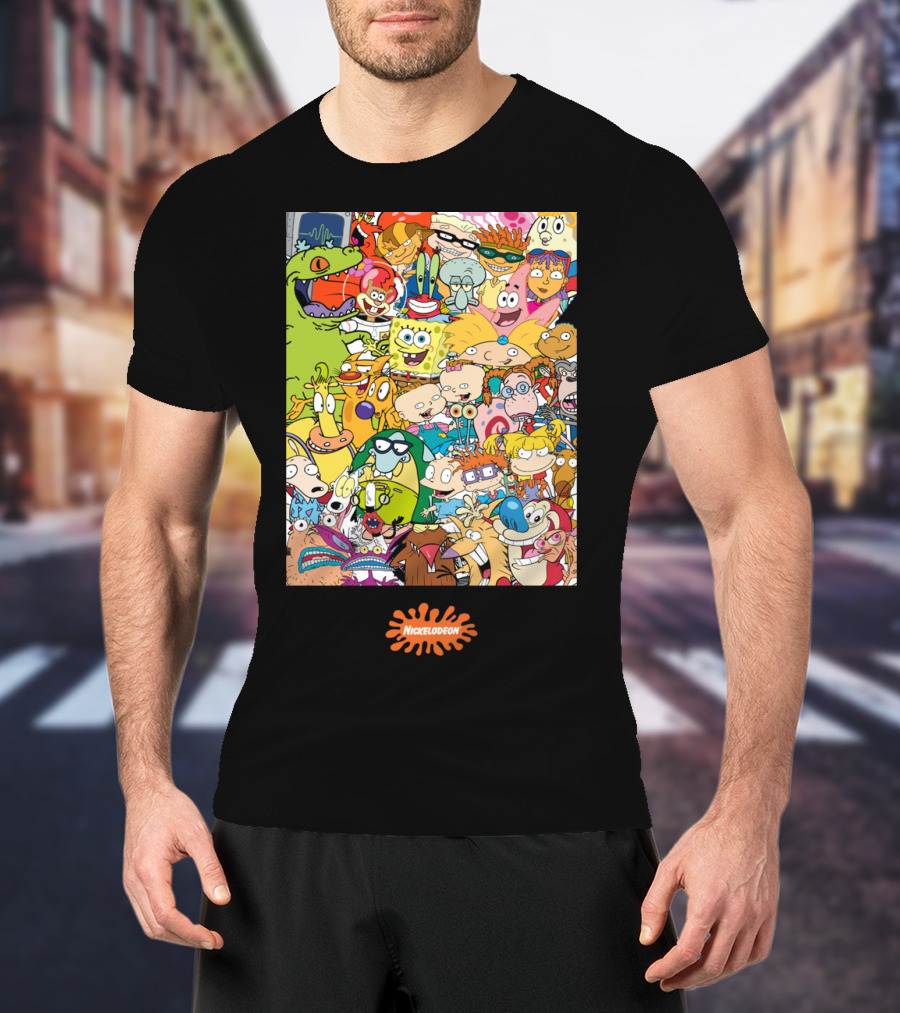Nickelodeon 90s Cartoon Characters Compilation Group Shot T-Shirt