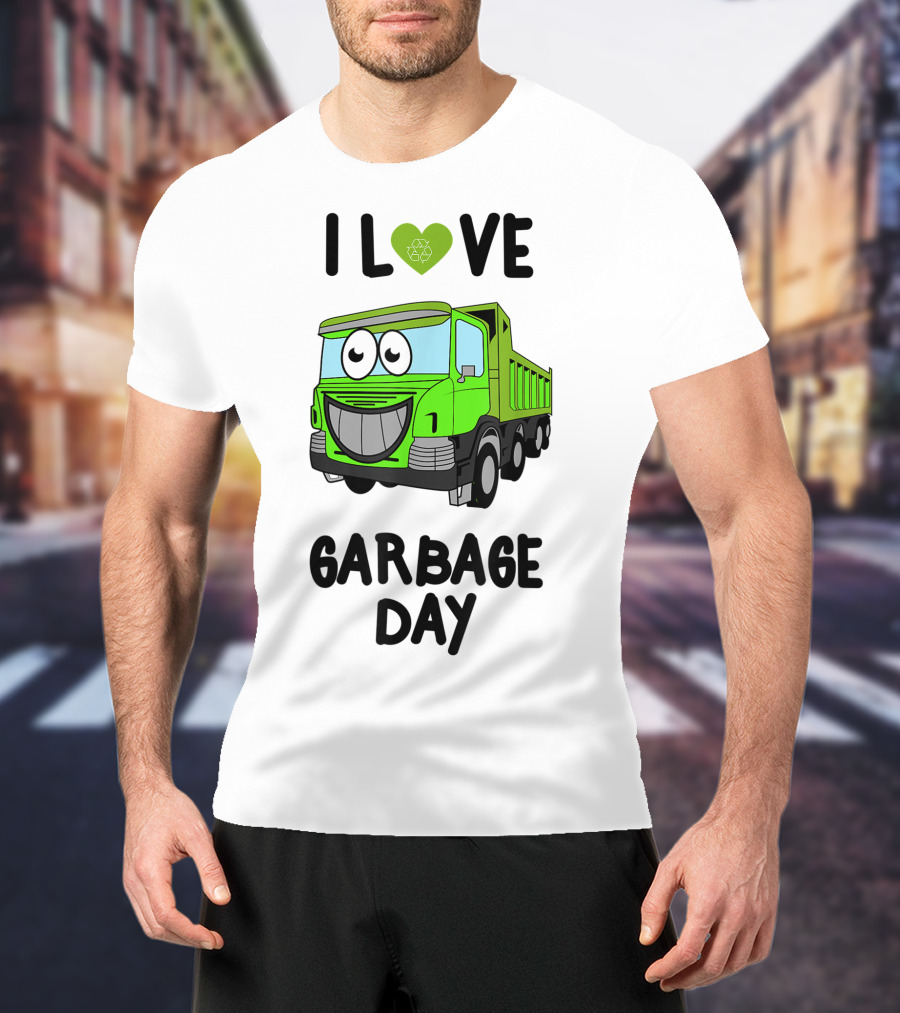 I Love Garbage Day Vintage Style Cartoon Garbage Truck T-Shirt