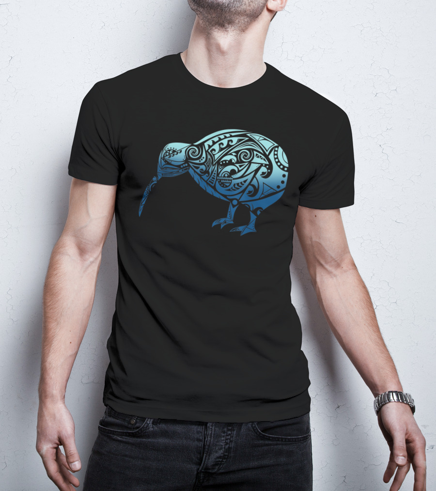 Polynesia Maori Kiwi Bird Ocean Blue T-Shirt